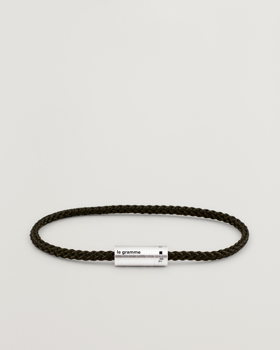 LE GRAMME Nato Cable Brushed Bracelet Khaki/Sterling Silver – Marrone