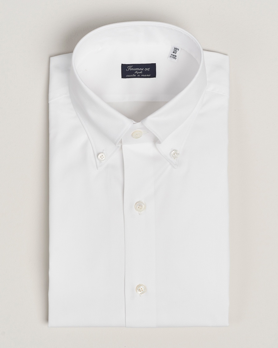 Finamore Napoli Milano Slim Oxford Button Down Shirt White – Bianco