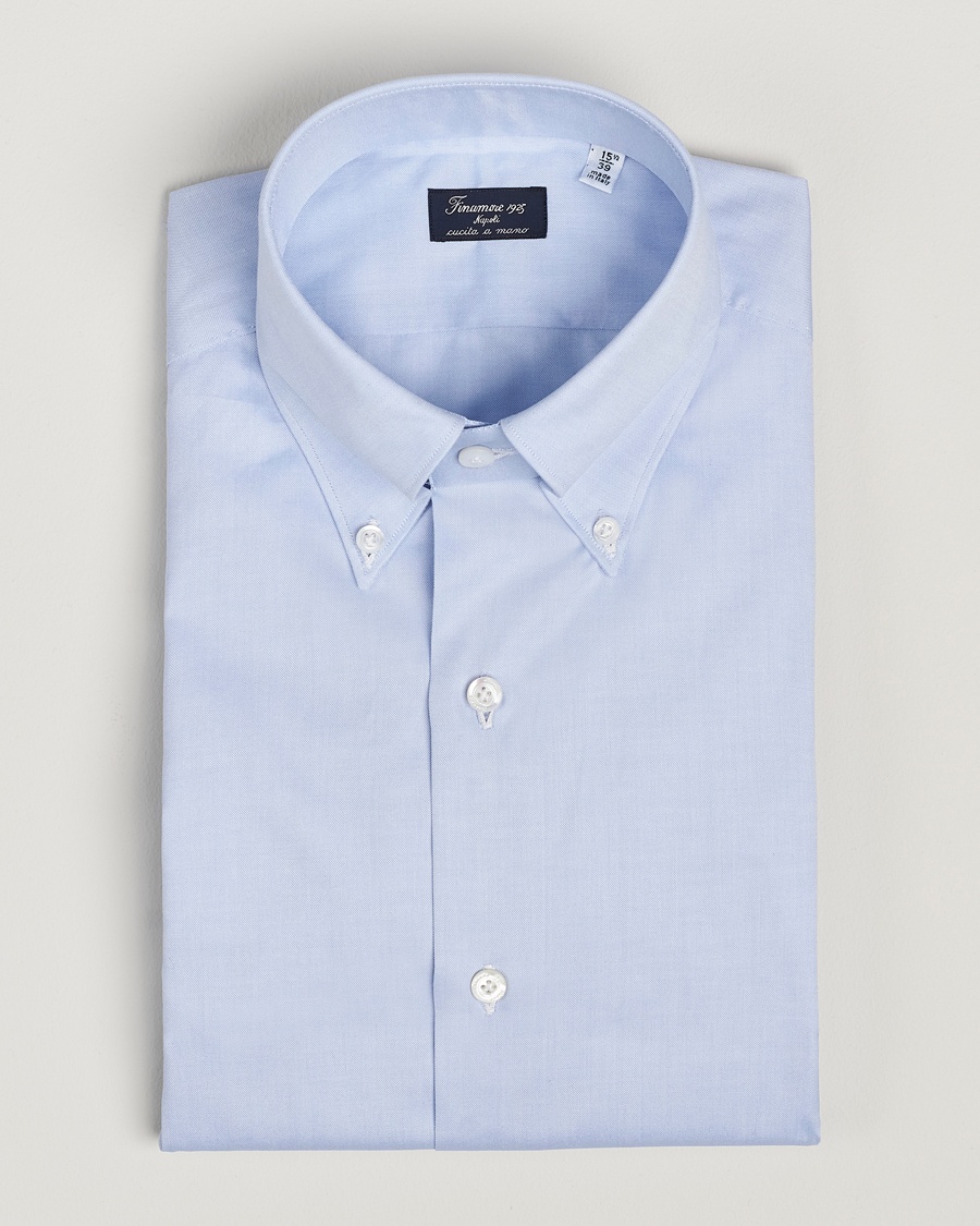 Finamore Napoli Milano Slim Oxford Button Down Shirt Light Blue – Blu