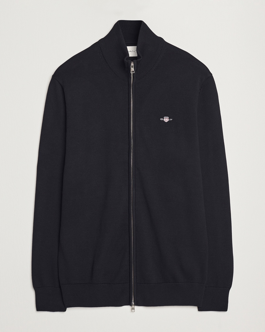 Gant Cotton Full Zip Cardigan Black – Nero