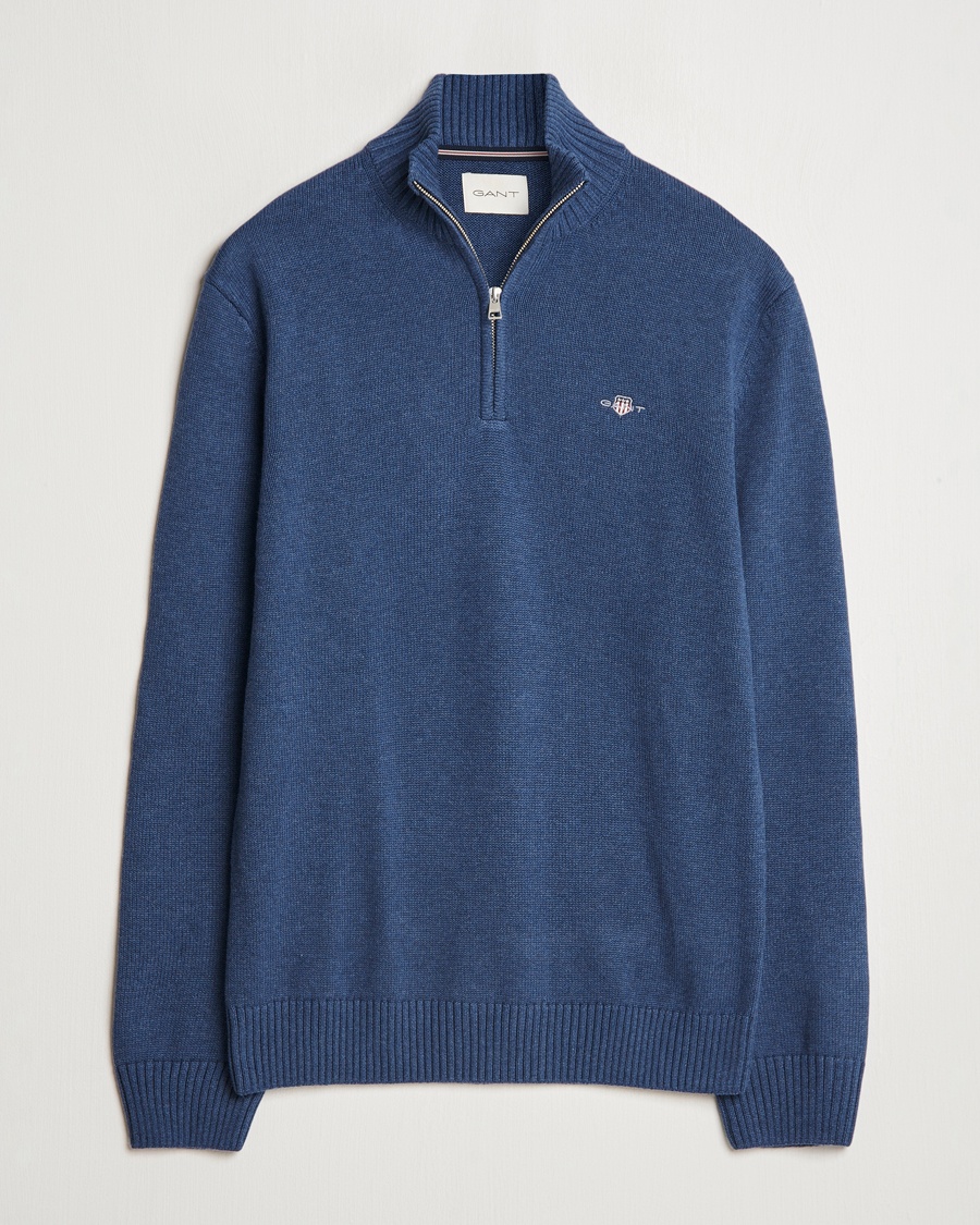 Gant Casual Cotton Half Zip Dark Jeans Blue Melange – Blu