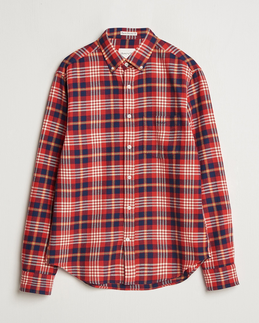 Gant Regular Flannel Plaid Shirt Ruby Red – Rosso