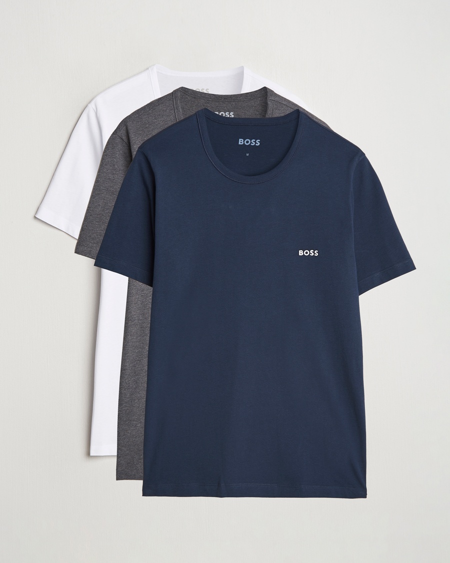BOSS BLACK 3-Pack Crew Neck T-Shirt Grey/White/Navy – Bianco