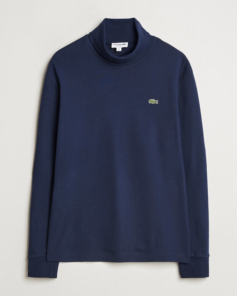 Lacoste Interlock Cotton Rollneck Navy – Blu