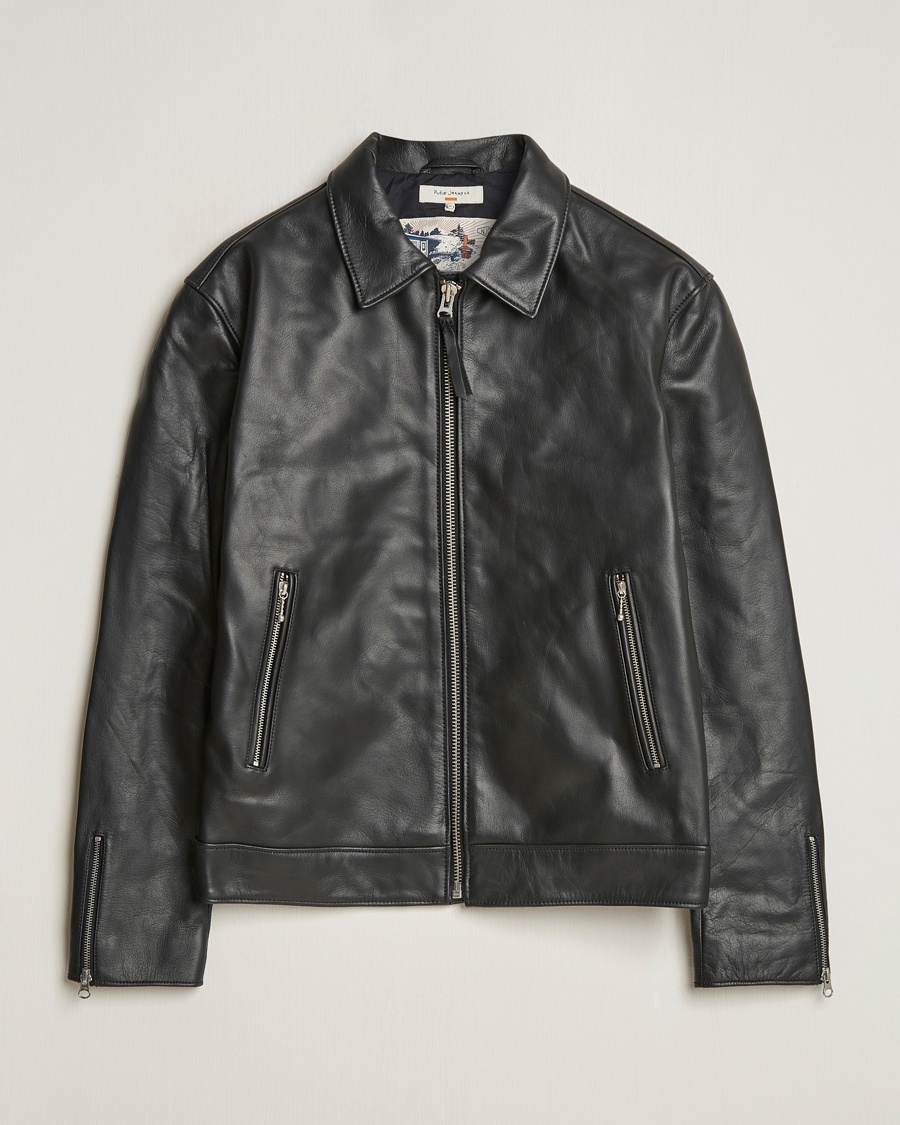 Nudie Jeans Eddy Rider Leather Jacket Black – Nero