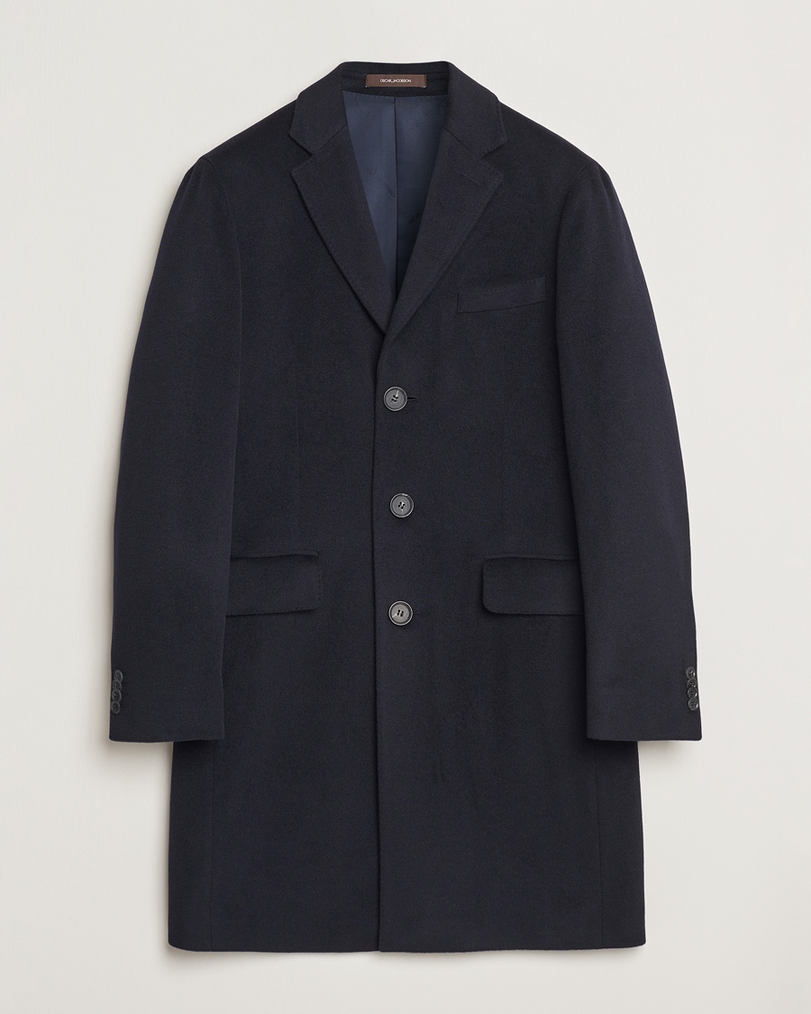 Oscar Jacobson Sylar Wool/Cashmere Coat Navy – Blu