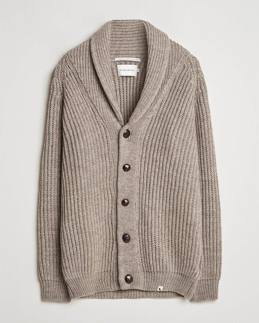 Peregrine Wilkinson Ribbed Wool Cardigan Light Brown – Marrone