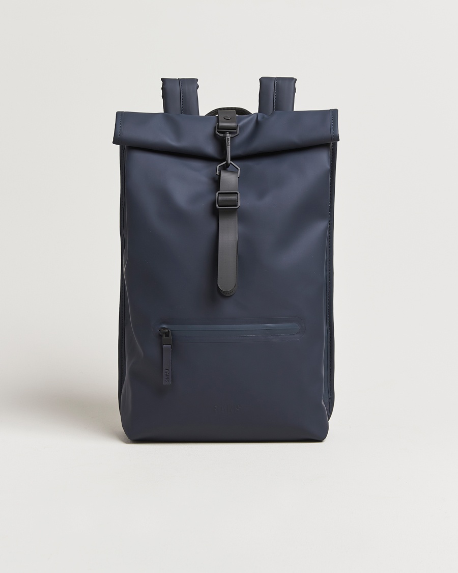 RAINS Rolltop Rucksack Navy – Blu