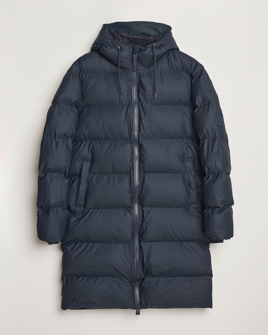 RAINS Alta Long Puffer Parka Navy – Blu