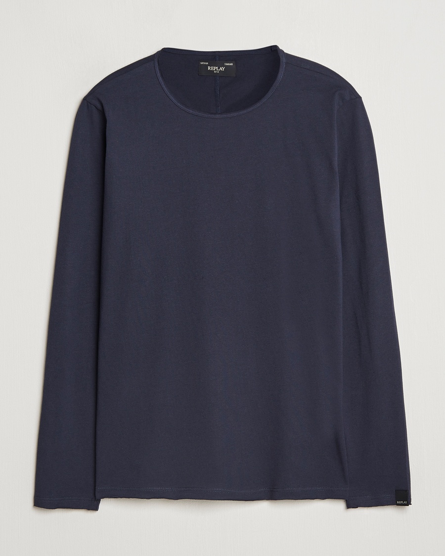Replay Crew Neck Long Sleeve T-Shirt Night Blue – Blu