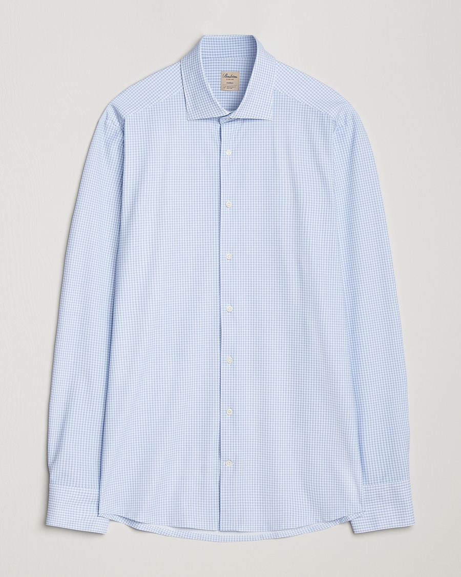 Stenströms Slimline Active Stretch Houndstooth Shirt Light Blue – Blu