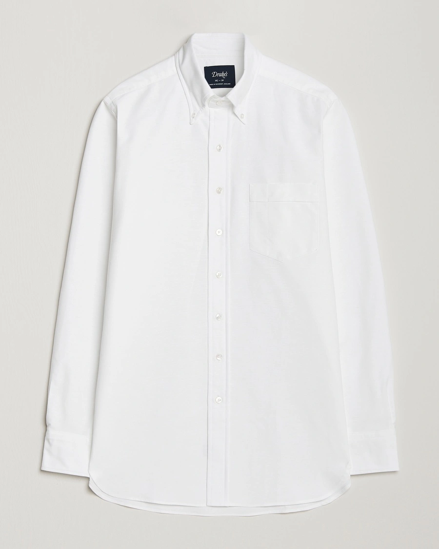 Drake's Button Down Oxford Shirt White – Bianco