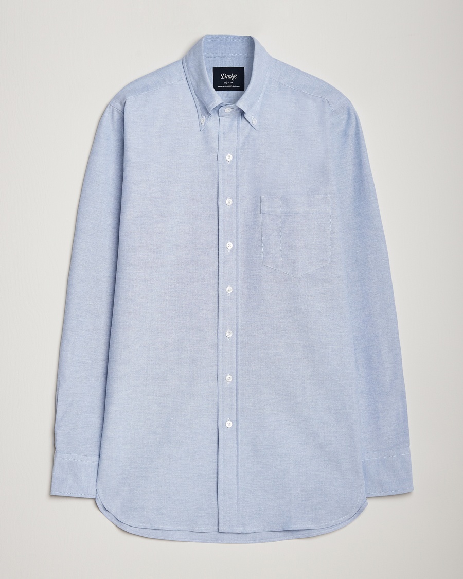 Drake's Button Down Oxford Shirt Blue – Blu