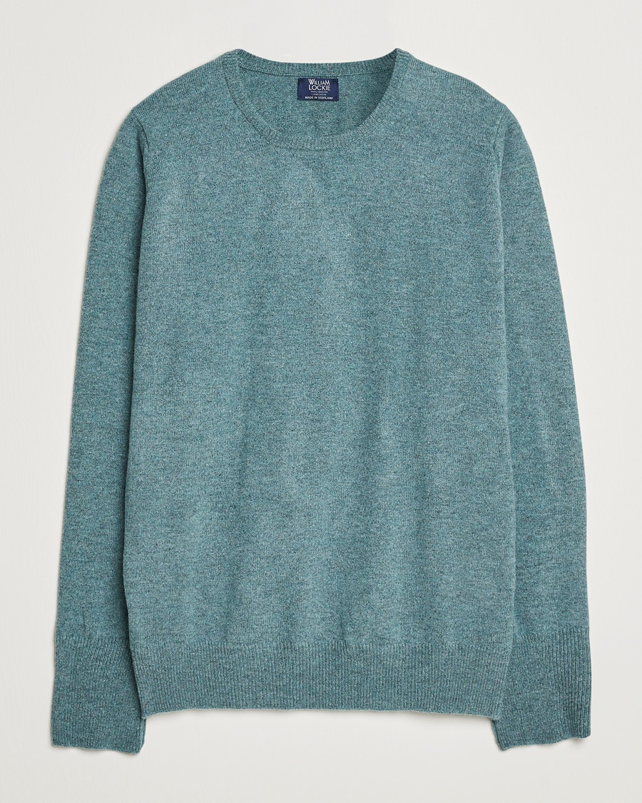 William Lockie Rob Lambswool Crewneck Caspian – Verde