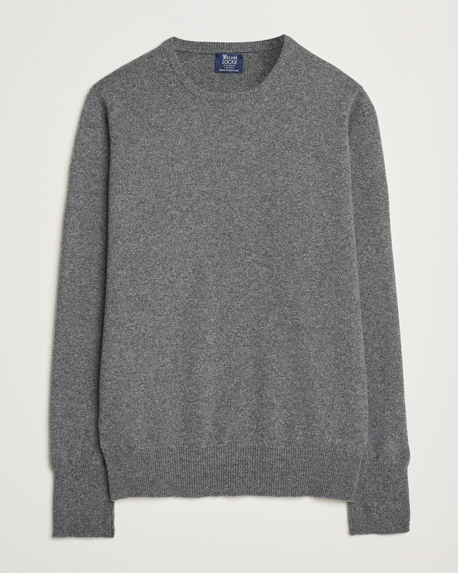 William Lockie Rob Lambswool Crewneck Cliff – Grigio