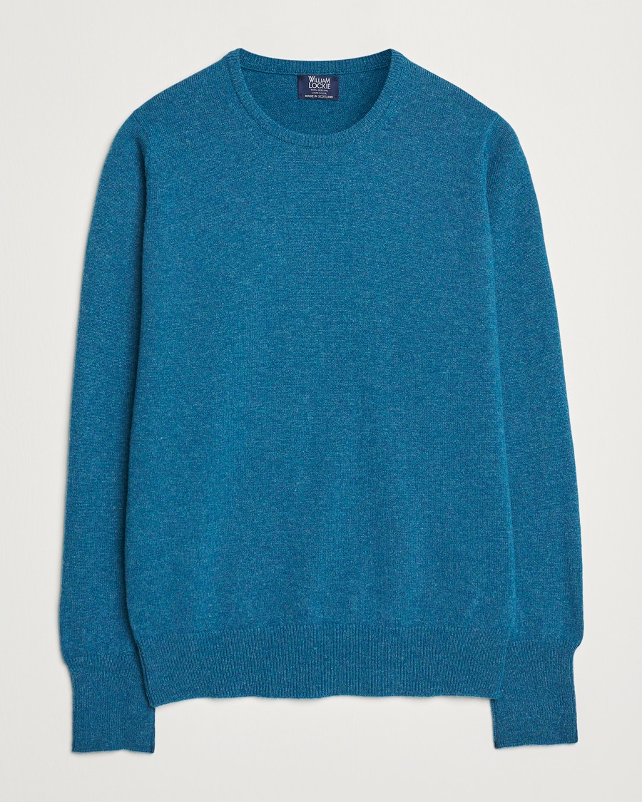 William Lockie Rob Lambswool Crewneck Mallard – Blu