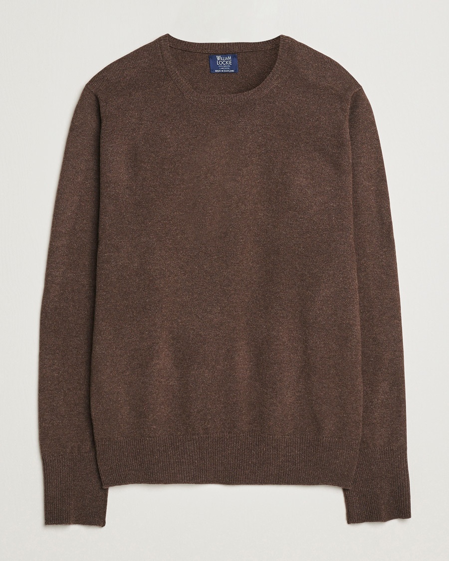 William Lockie Rob Lambswool Crewneck Mocha – Marrone