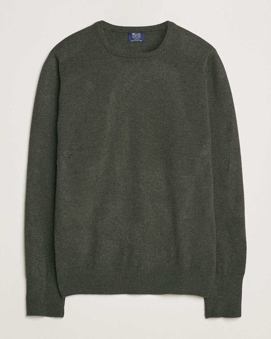 William Lockie Rob Lambswool Crewneck Seaweed – Verde
