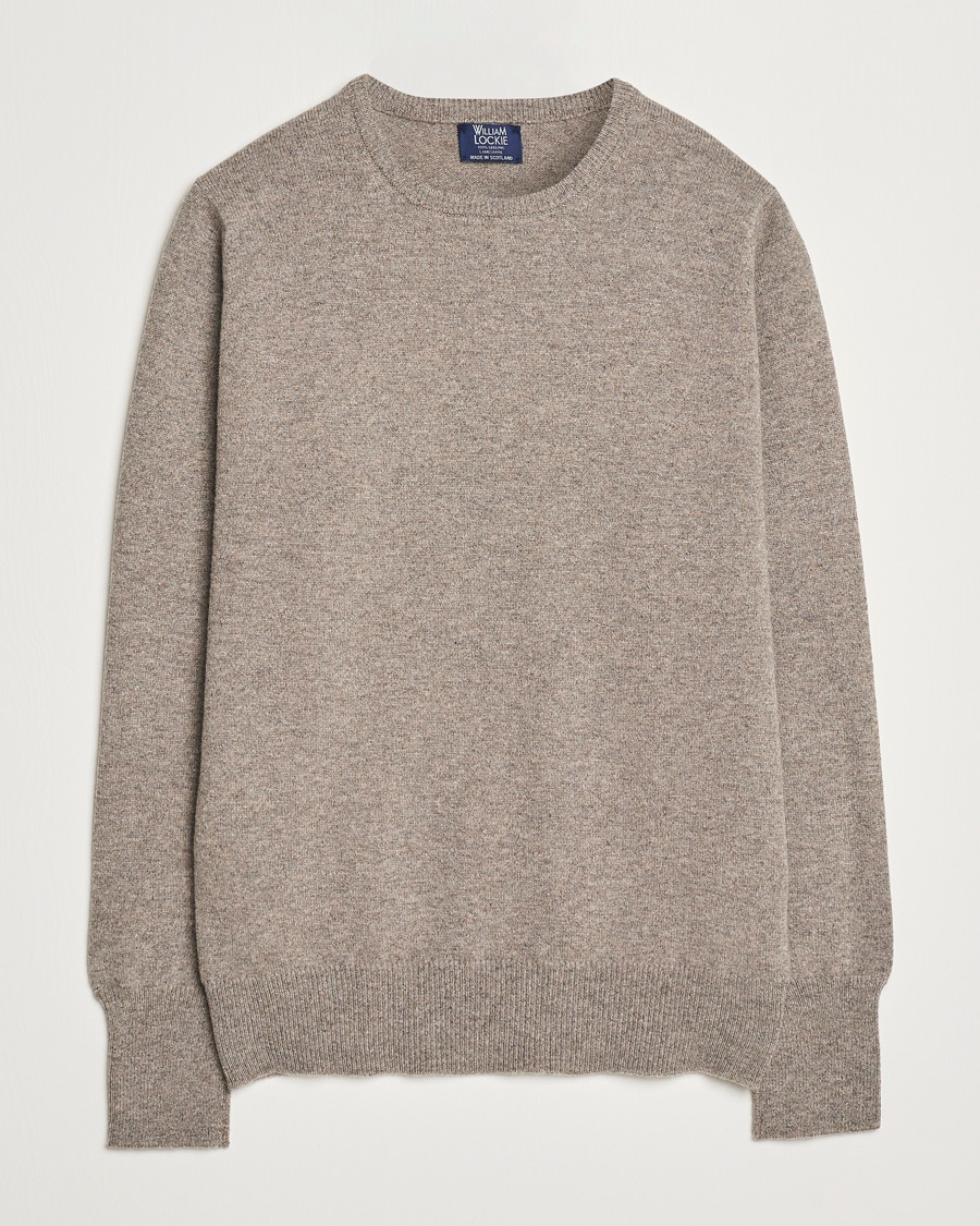 William Lockie Rob Lambswool Crewneck Vole – Marrone