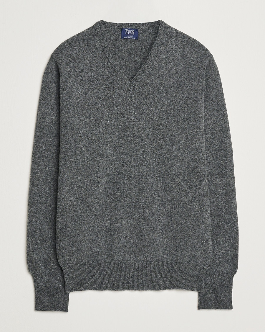 William Lockie Rob Lambswool V-Neck Cliff – Grigio