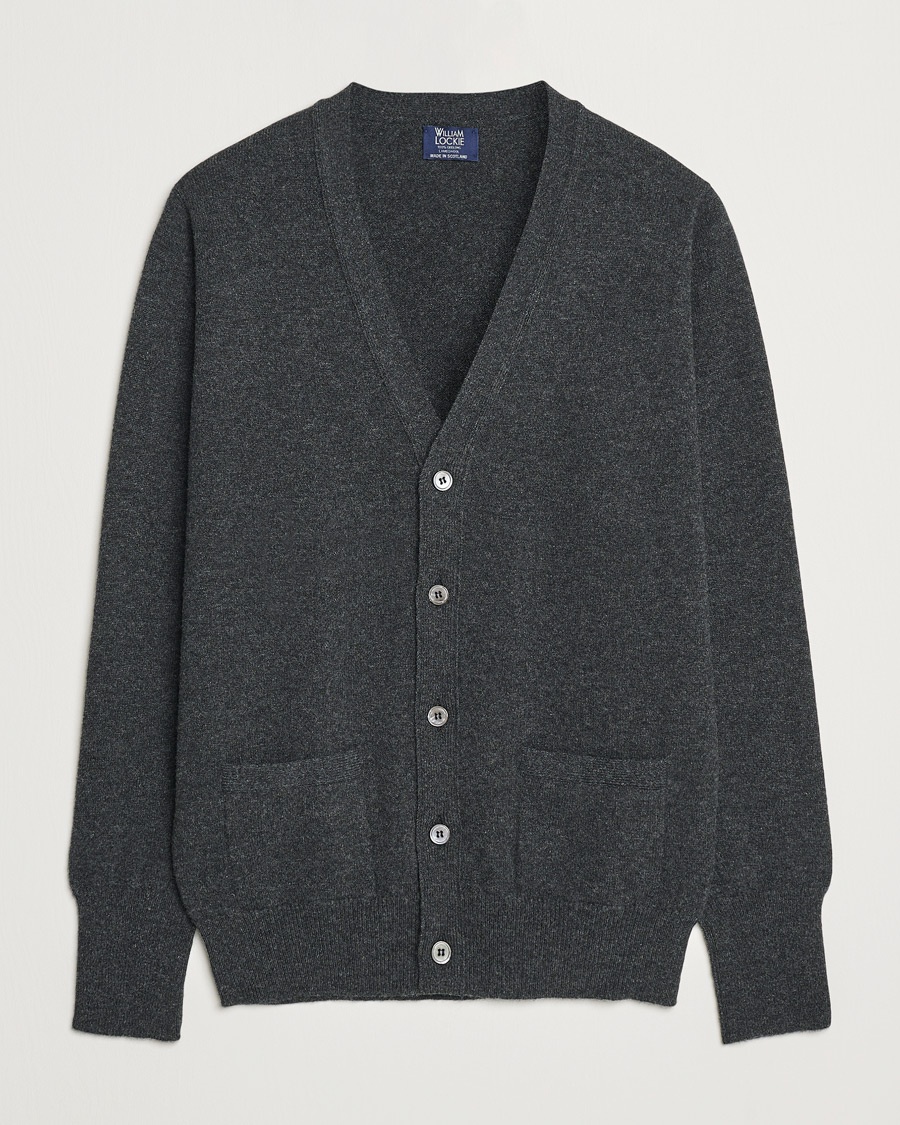 William Lockie Rob Lambswool Cardigan Charcoal – Grigio