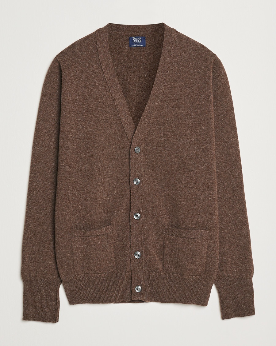 William Lockie Rob Lambswool Cardigan Mocha – Marrone