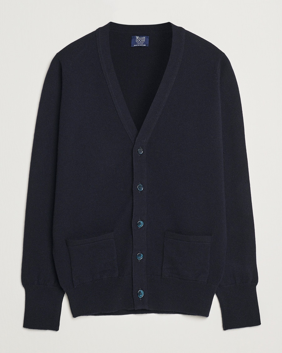 William Lockie Rob Lambswool Cardigan Navy – Blu