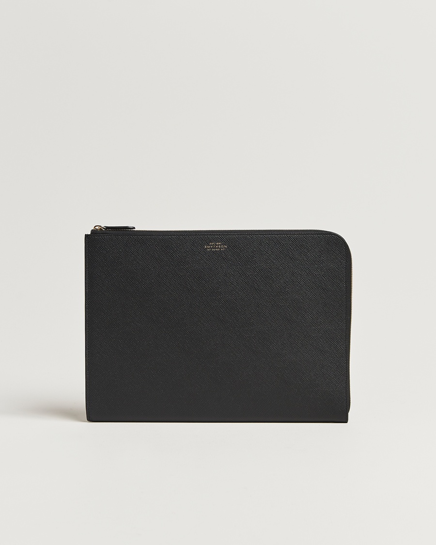 Smythson Panama Small Laptop Case Black – Nero