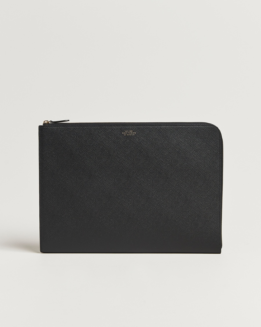 Smythson Panama Large Laptop Case Black – Nero