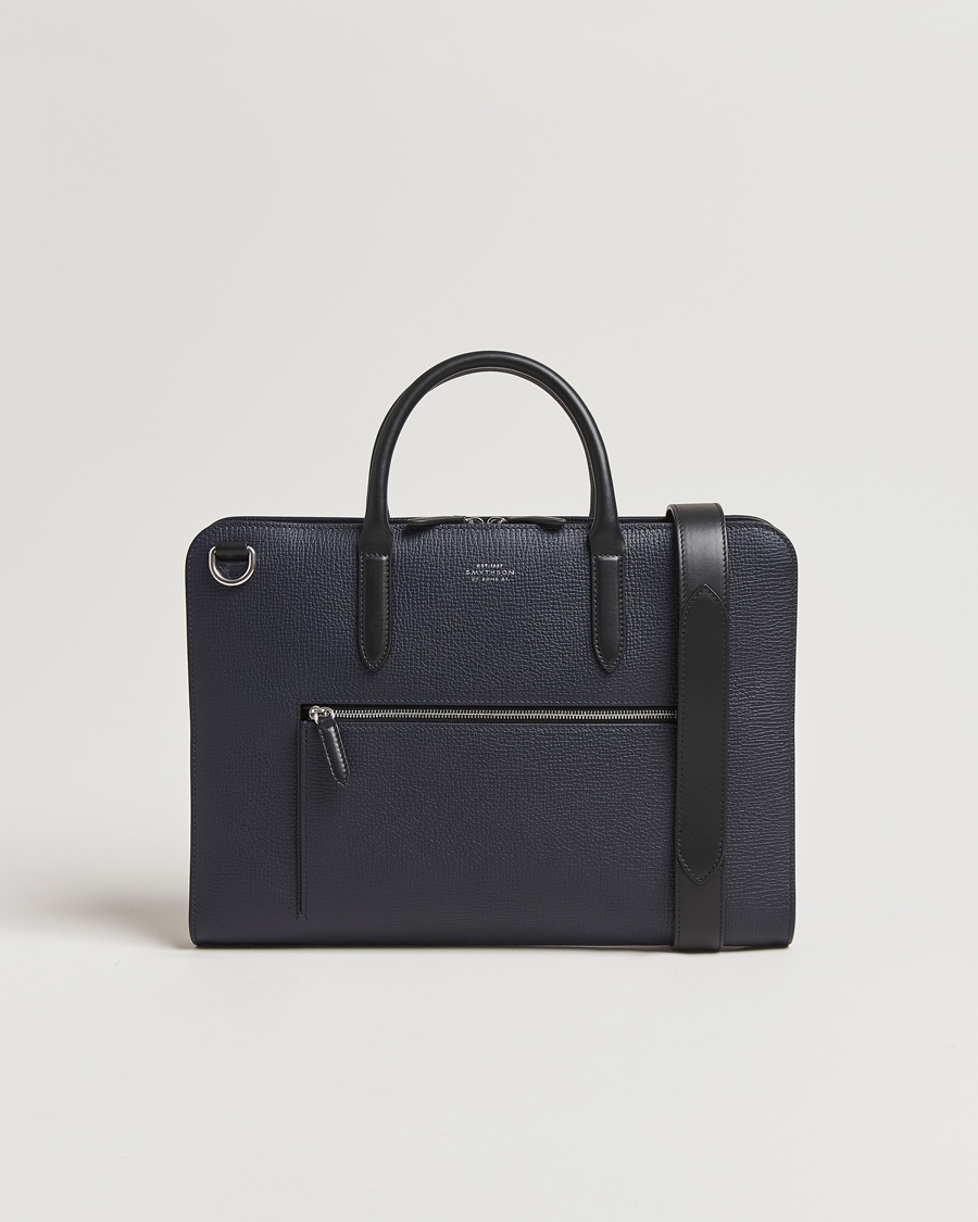 Smythson Ludlow Ultra Slim Brefcase With Zip Front Navy – Blu