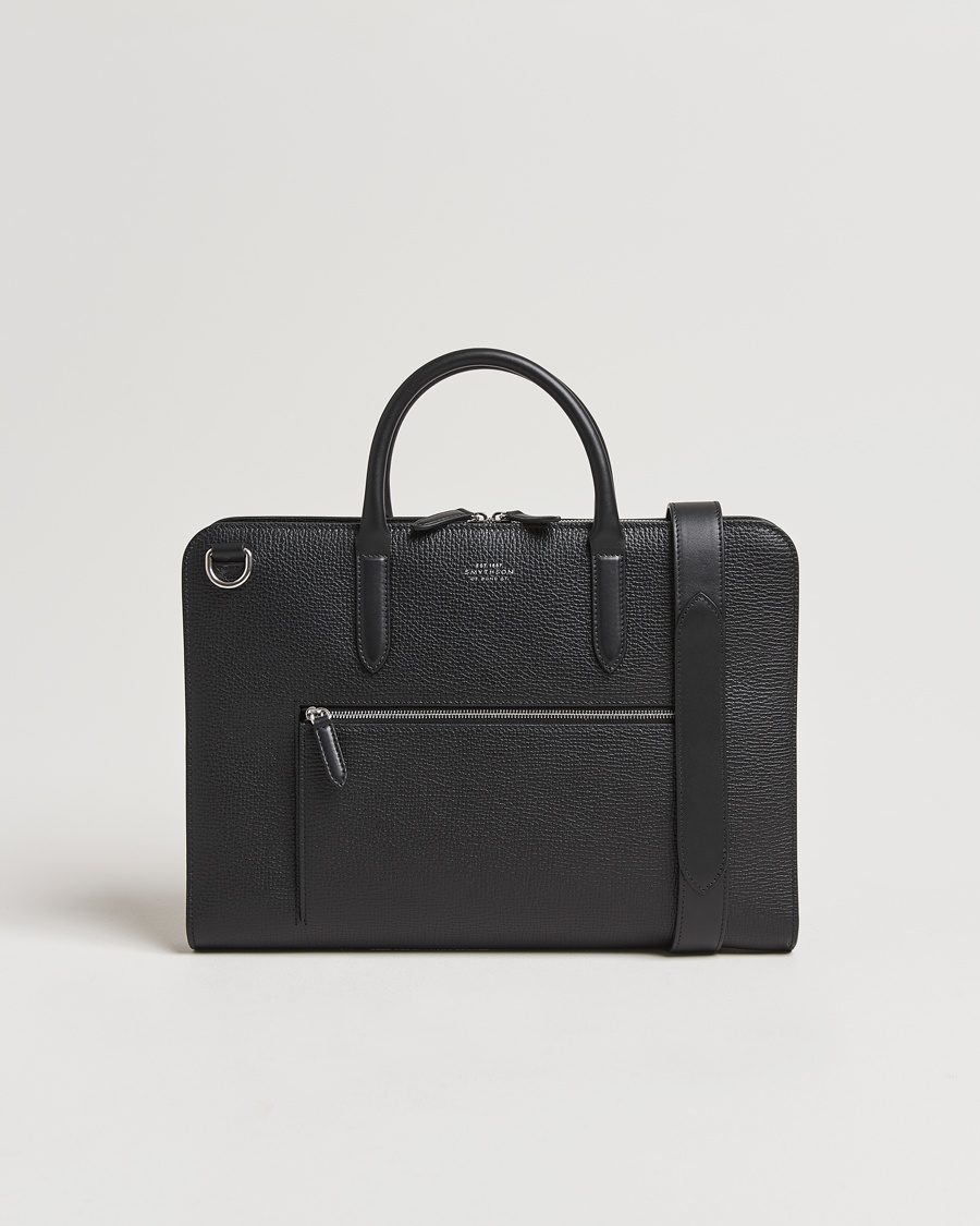 Smythson Ludlow Ultra Slim Brefcase With Zip Front Black – Nero