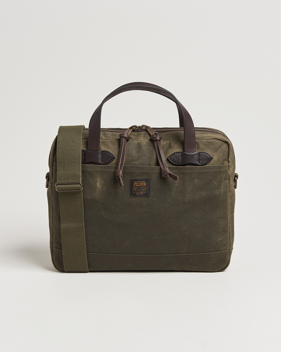 Filson Tin Cloth Compact Briefcase Otter Green – Verde