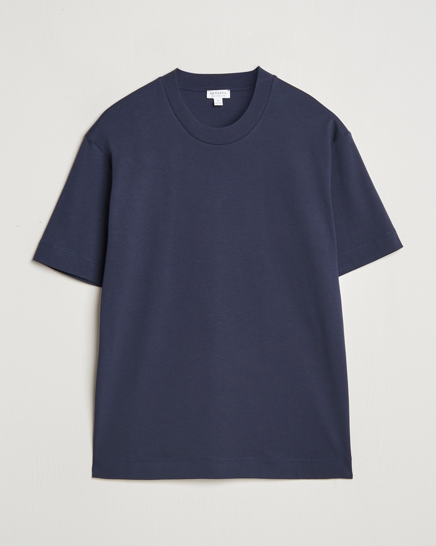 Sunspel Heavy Weight Supima Cotton T-Shirt Navy – Blu