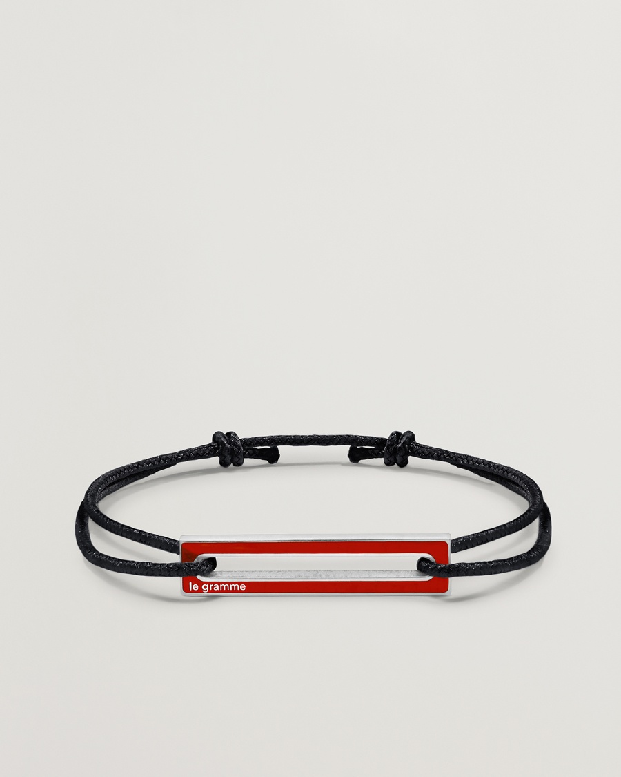 LE GRAMME Lacquered Cord Bracelet Red – Nero
