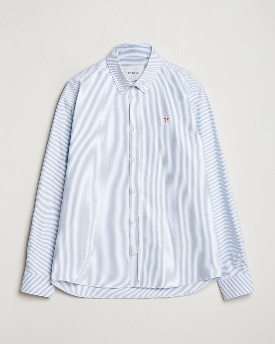 LES DEUX Konrad Contrast Oxford Shirt Light Blue/White – Blu