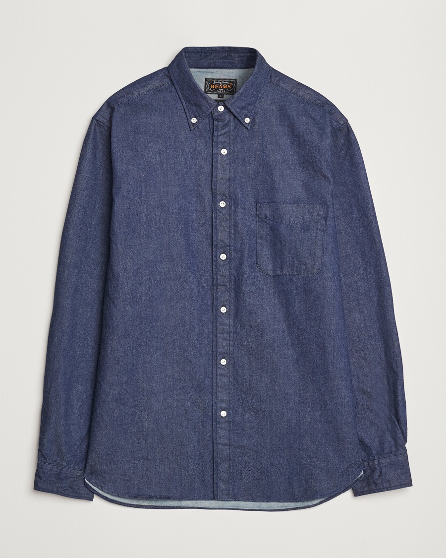 BEAMS PLUS Denim Button Down Shirt Dark Indigo – Blu