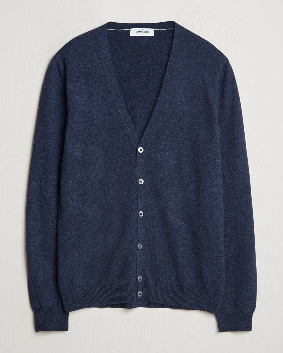 Gran Sasso Wool/Cashmere Cardigan Navy Melange – Blu