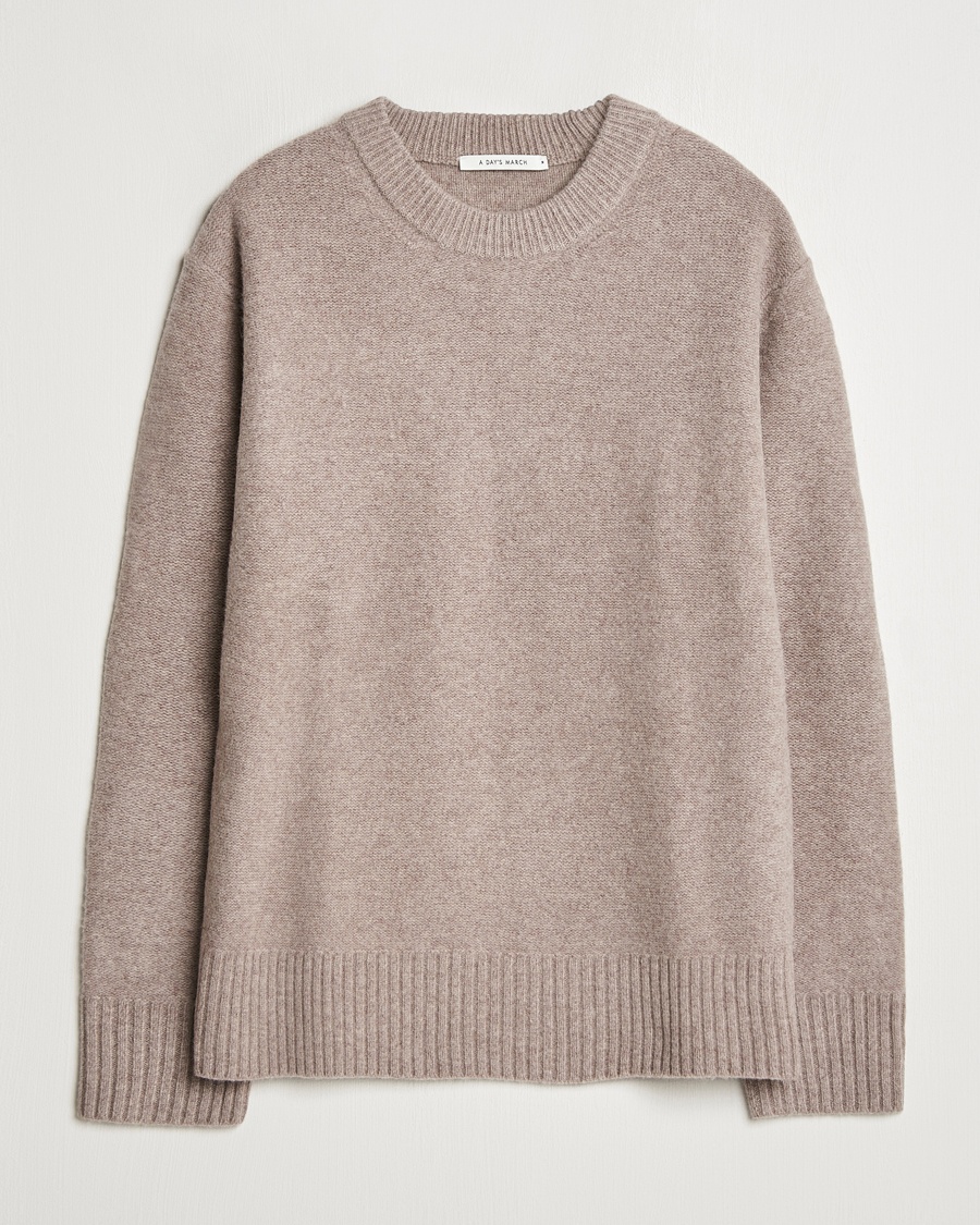 A Day's March Tietar Boiled Merino Sweater Taupe Melange – Marrone
