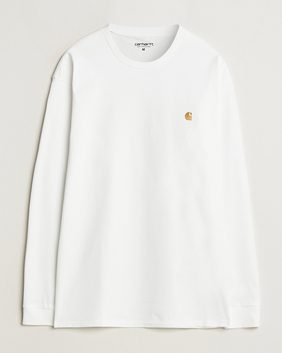 Carhartt WIP Chase Combed Cotton Long Sleeve T-Shirt White/Gold – Bianco