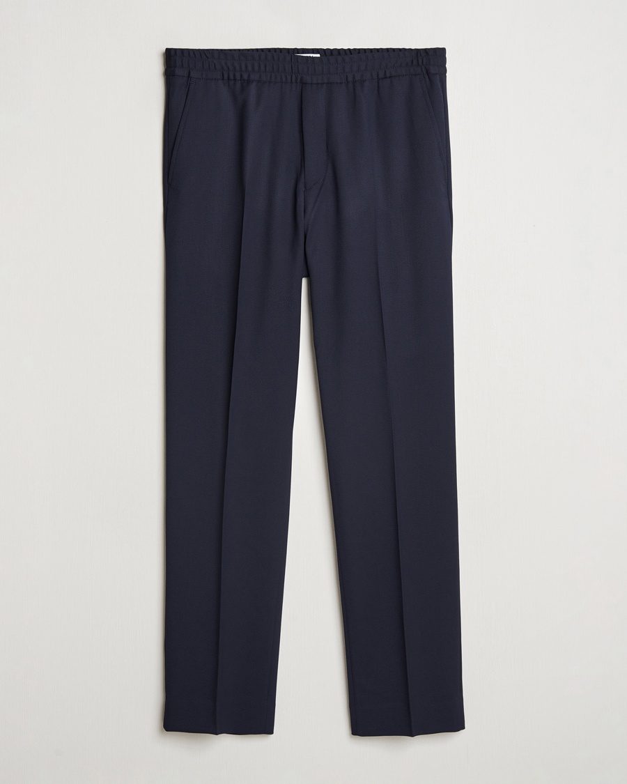 Filippa K Theo Relaxed Wool Trousers Navy – Blu
