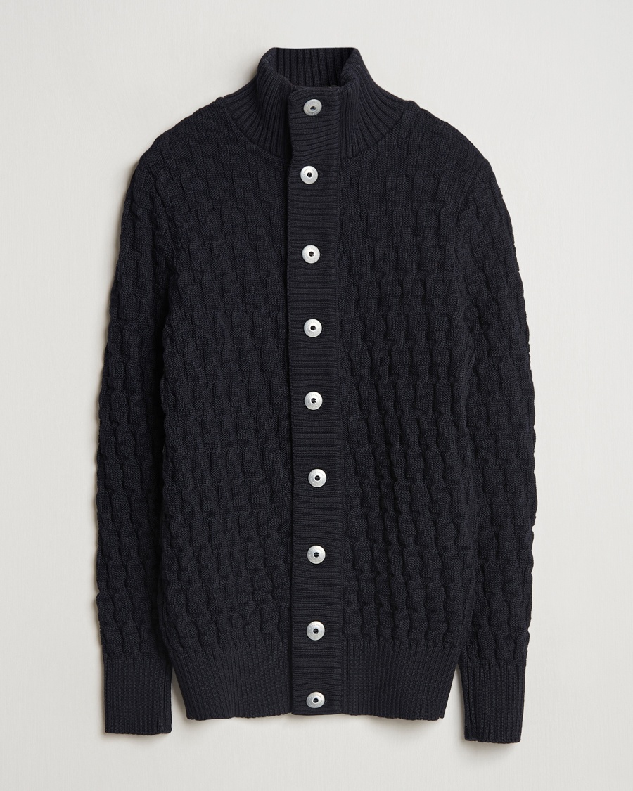 S.N.S. Herning Stark Wool Cable Cardigan Navy – Blu