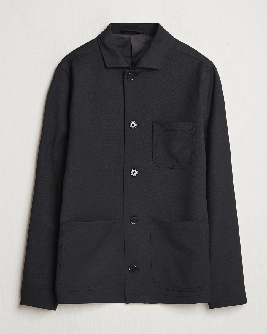 Filippa K Louis Wool Gabardine Shirt Jacket Black – Nero
