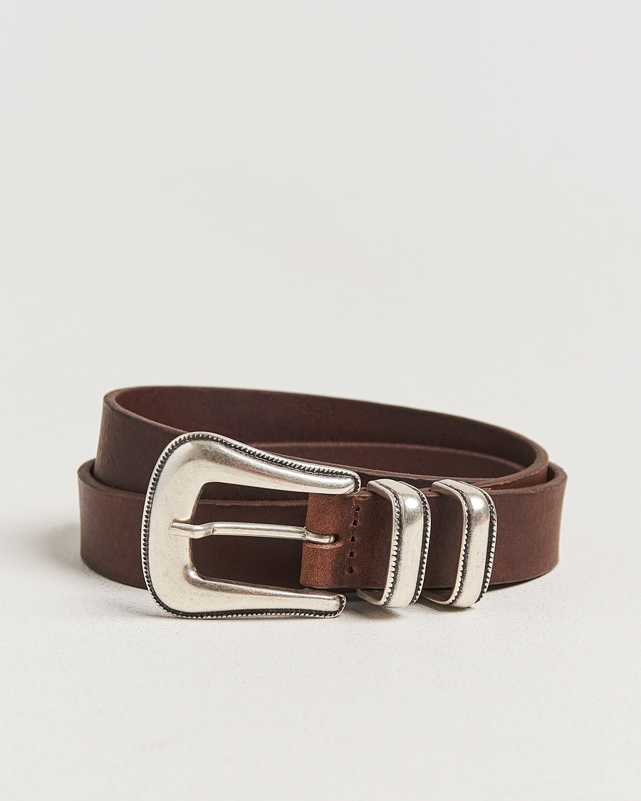 Nudie Jeans Western Silver Belt Dark Brown – Marrone