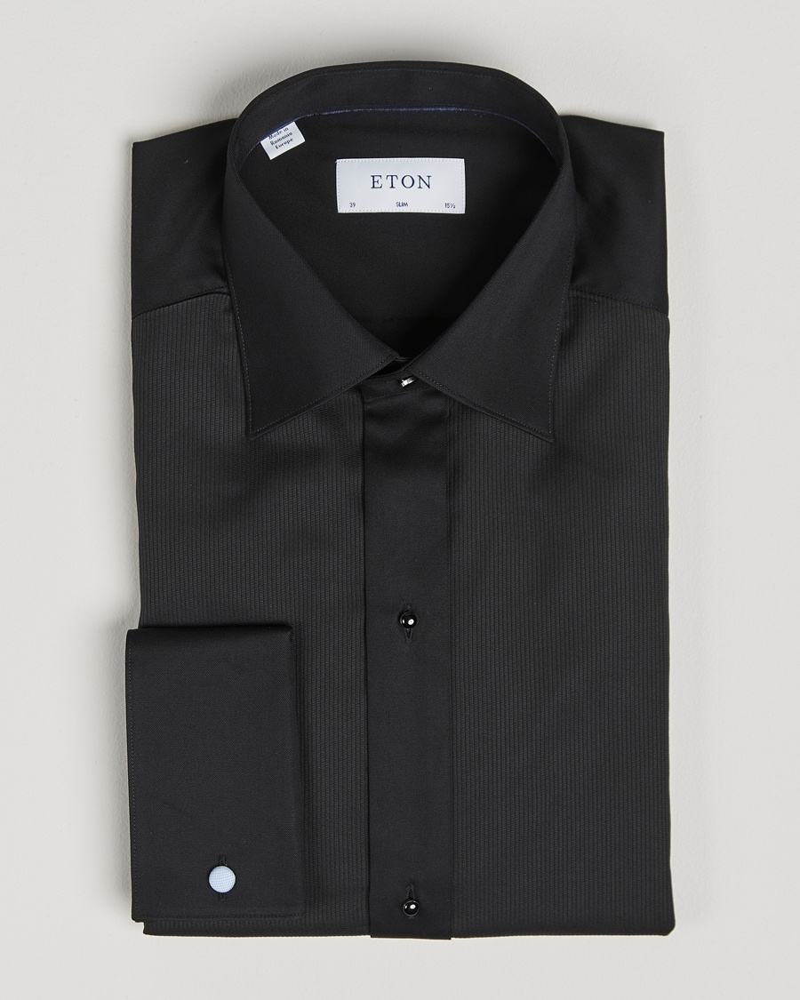 Eton Slim Fit Plissé Tuxedo Shirt Black – Nero