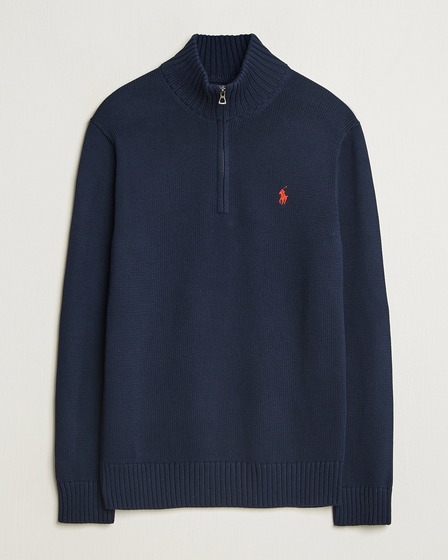 Polo Ralph Lauren Cotton Pullover Half Zip Hunter Navy – Blu