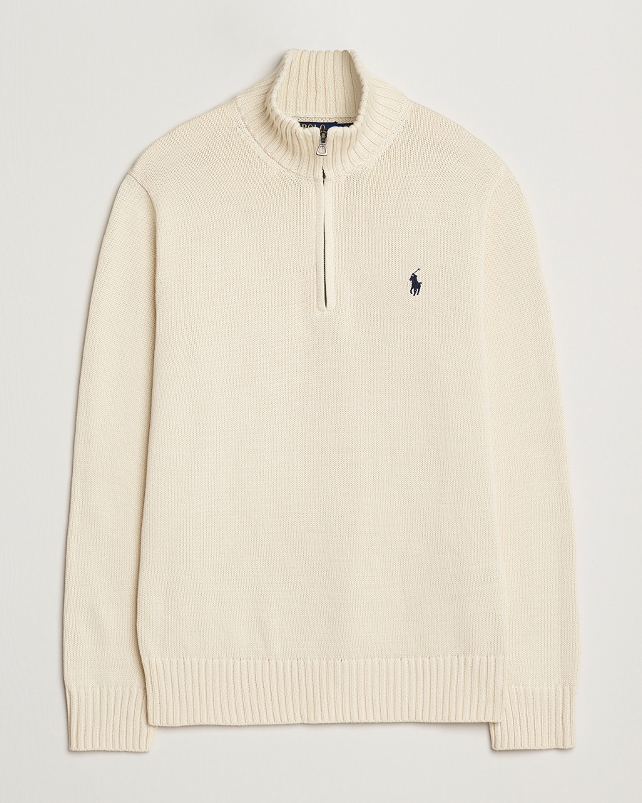 Polo Ralph Lauren Cotton Pullover Half Zip Andover Cream – Bianco