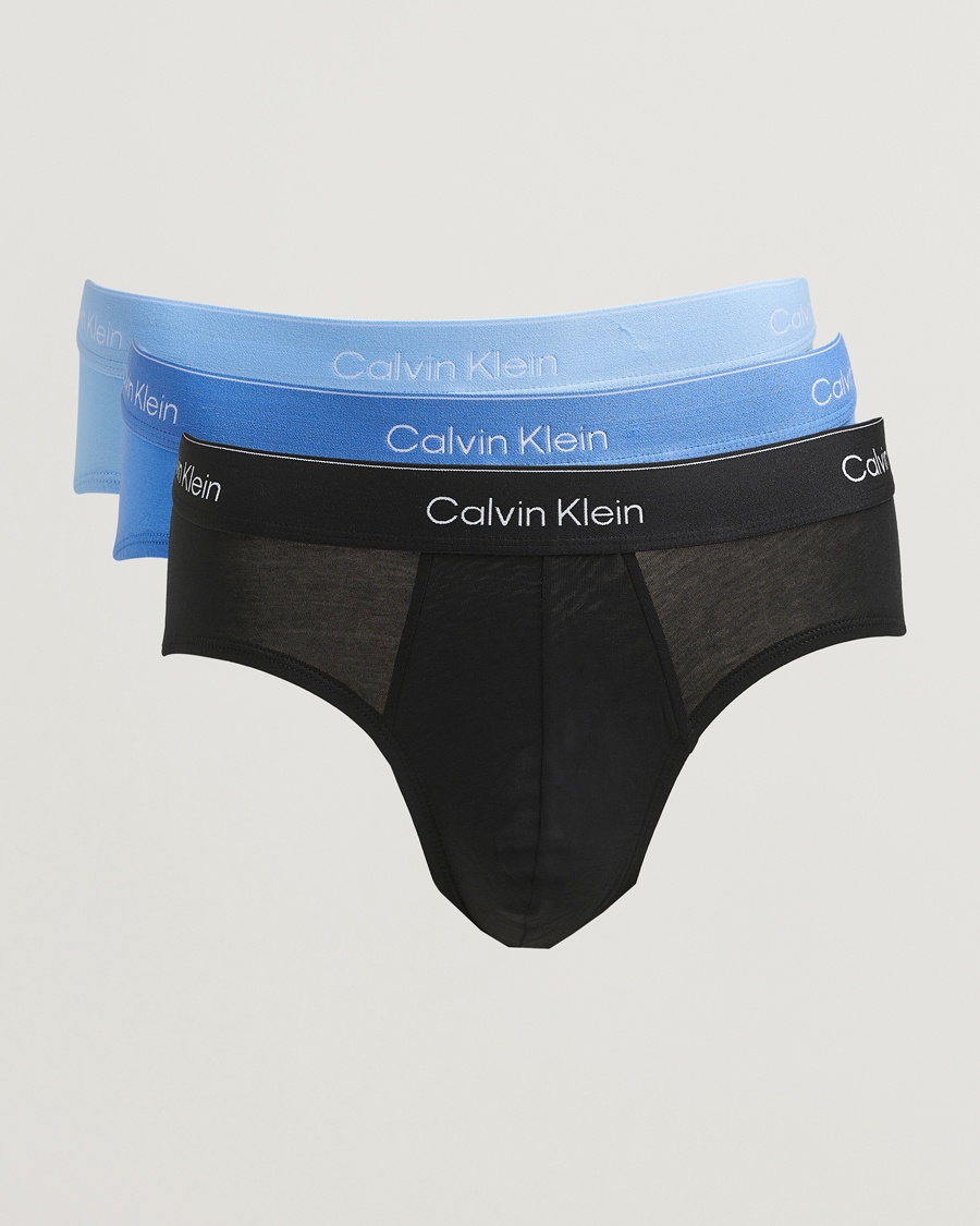 Calvin Klein 3-Pack Icon Cotton Stretch Hip Brief Black/Blue/Light Blue – Blu