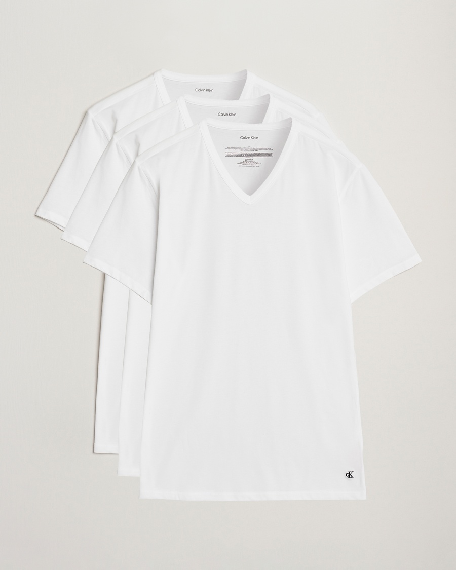 Calvin Klein 3-Pack Cotton Stretch V-Neck T-Shirt White – Bianco
