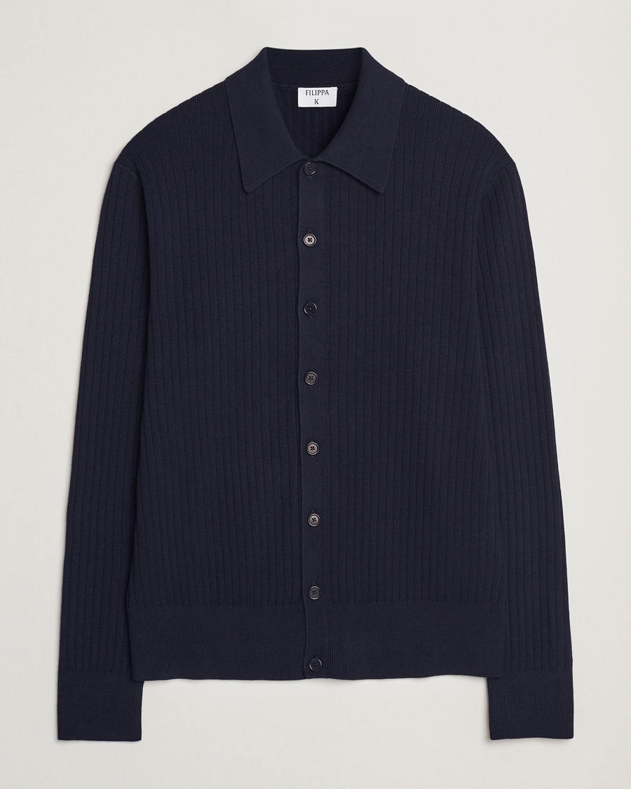 Filippa K Cotton Merino Knitted Cardigan Navy – Blu