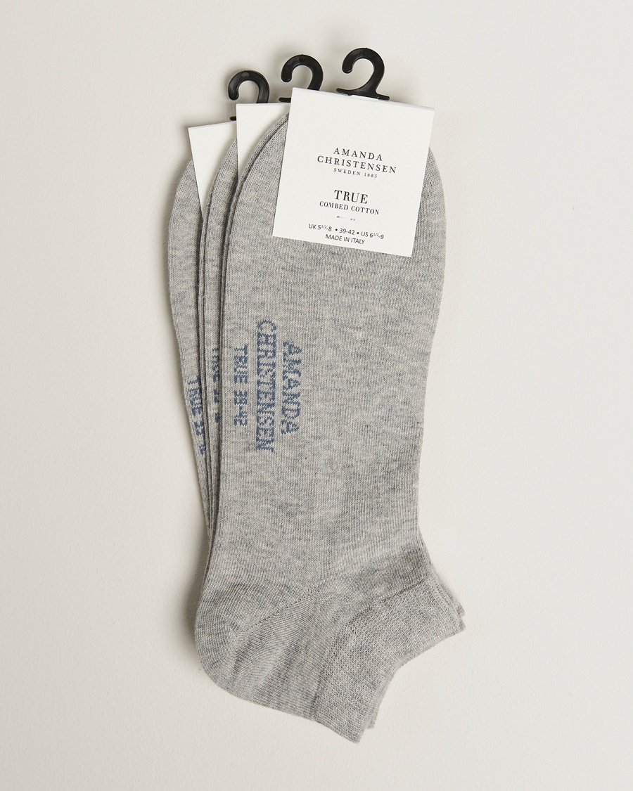 Amanda Christensen 3-Pack True Cotton Sneaker Socks Light Grey Melange – Grigio